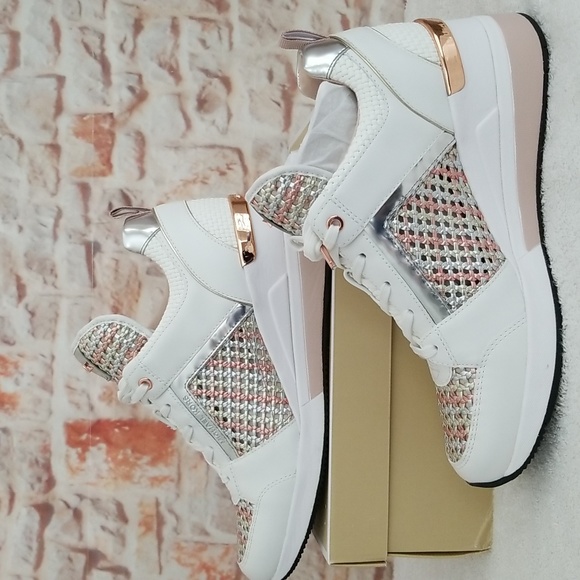 New Michael Kors Georgie Wedge Sneakers - Picture 4 of 10